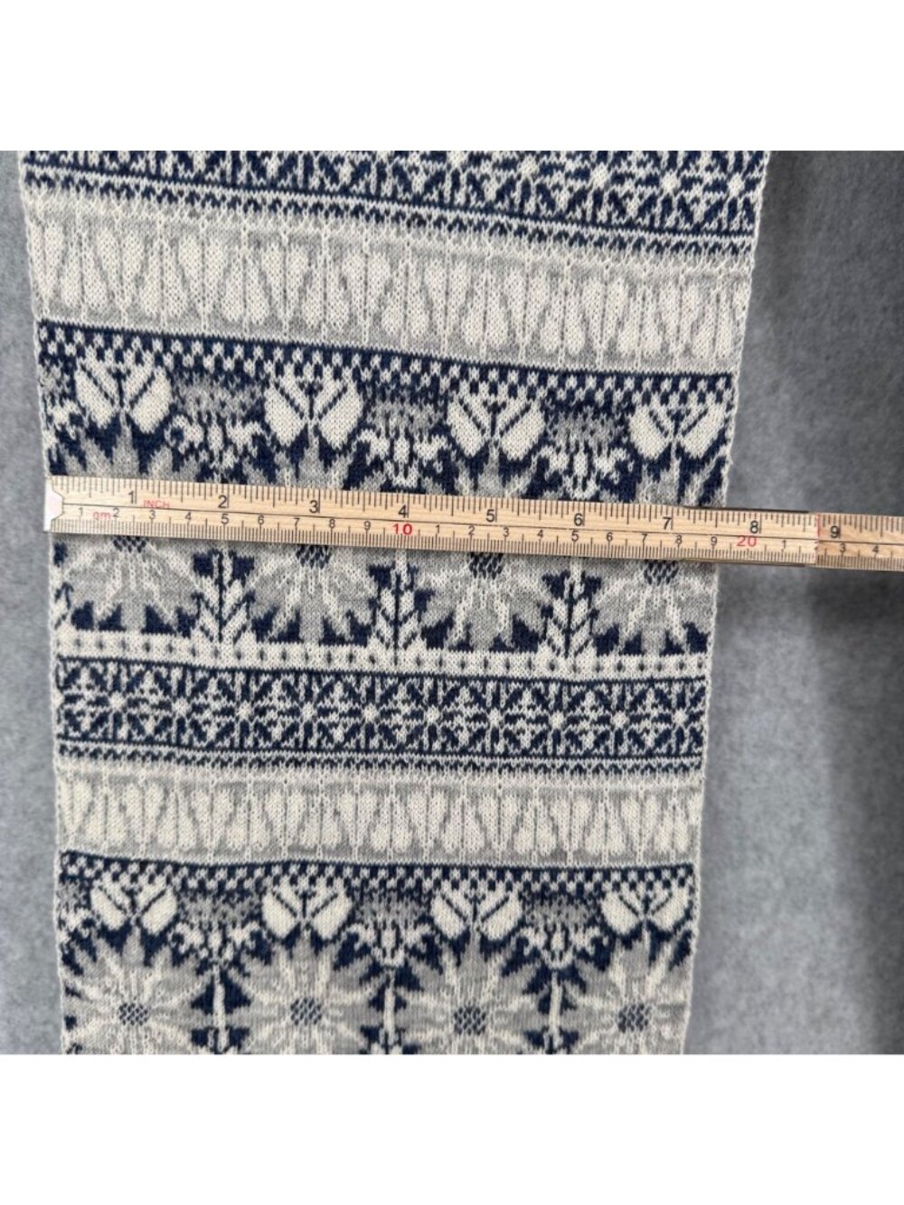 Sapphire Alpaca Scarf Arrowleaf Balsamroot Fair Isle Knit Made n Montana USA NEW - Picture 7 of 9